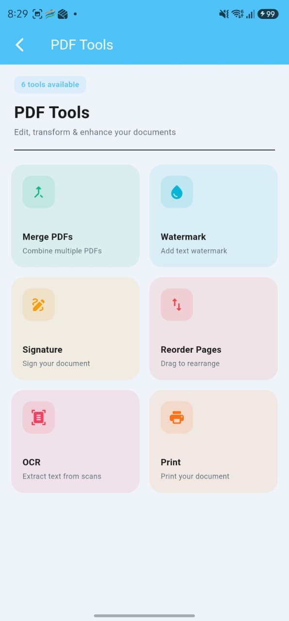 PaperBox PDF Tools screen